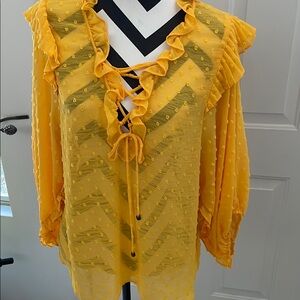Anthropologie Yellow Ruffled Women's Top size M